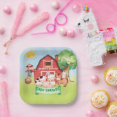 Assiettes En Carton Agritourisme Animaux Baby shower verdoyant (Fête)