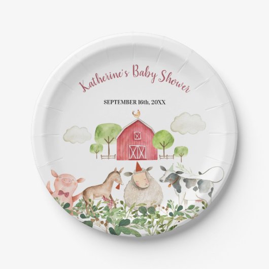 Assiettes En Carton Agritourisme Animaux Barnyard Baby shower d'annive (Devant)