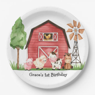 Assiettes En Carton Agritourisme Barnyard Plaques d'anniversaire