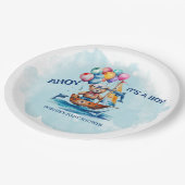 Assiettes En Carton Ahoy C'Est Un Garçon Baby shower À Thème Nautique (Angle)