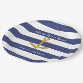 Assiettes En Carton Ahoy ! C'est un garçon ! Baby shower bleu blanc (Angle)