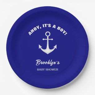 Assiettes En Carton Ahoy C'Est Un Garçon Baby shower tendance Marine B