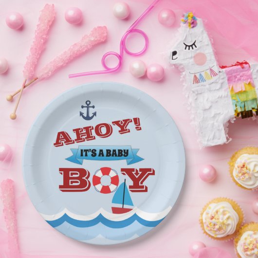 Assiettes En Carton Ahoy C'est une plaque de papier pour bébé garçon (Fête)