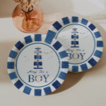 Assiettes En Carton Ahoy nautique ! C'est un Baby shower de phare pour<br><div class="desc">Aquarelle bleu marine phare bleu marine sur le thème nautique plaques de papier baby shower. Personnalisable </div>