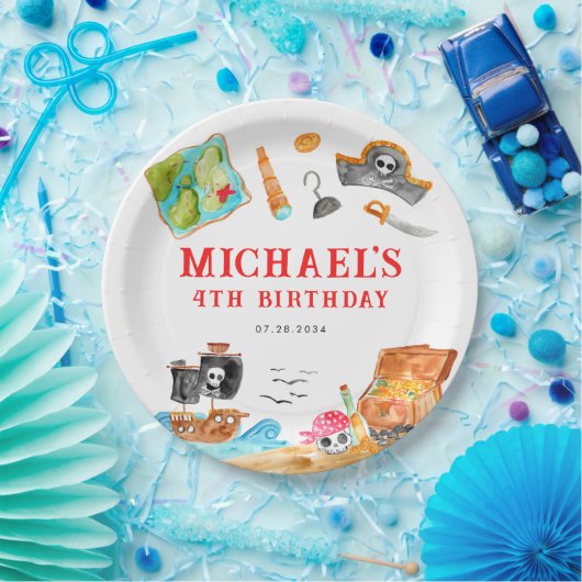 Assiettes En Carton Ahoy Shipmates Treast Hunt Ship Pirate Anniversair (Fête)