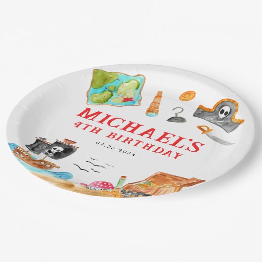 Assiettes En Carton Ahoy Shipmates Treast Hunt Ship Pirate Anniversair (Angle)