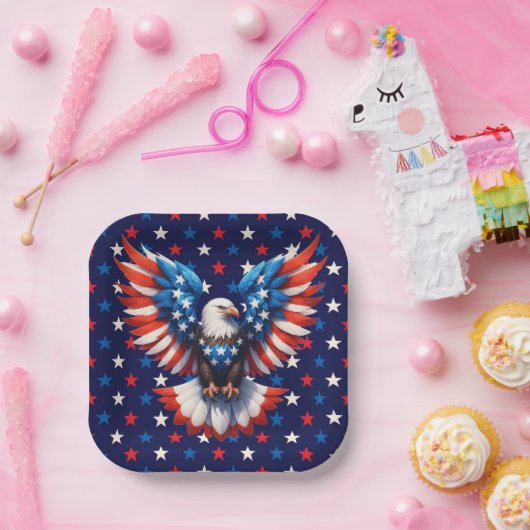 Assiettes En Carton aigle américain (Fête)