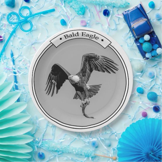 Assiettes En Carton Aigle Bald avec un poisson (Fête)