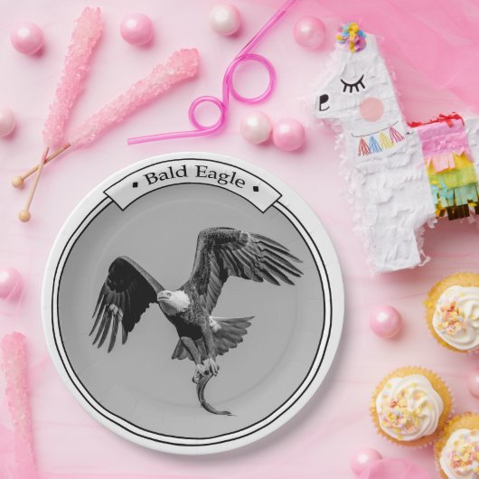Assiettes En Carton Aigle Bald avec un poisson (Fête)