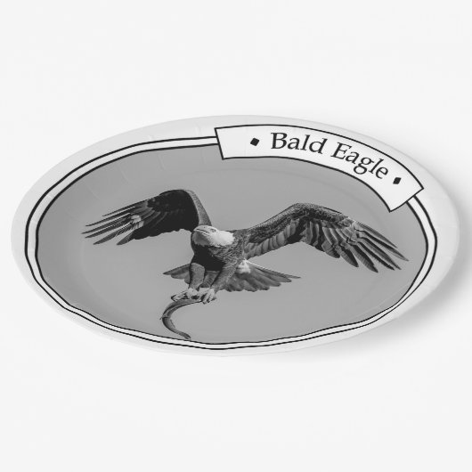 Assiettes En Carton Aigle Bald avec un poisson (Angle)