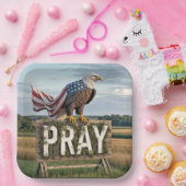 Assiettes En Carton Aigle Balle Perché Sur Le Signe Prier (Fête)