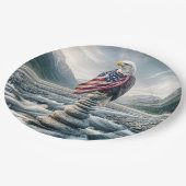 Assiettes En Carton Aigle de Bald avec drapeau américain sur un Caire (Angle)