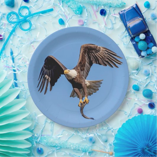 Assiettes En Carton Aigle de Bald avec un poisson (Fête)