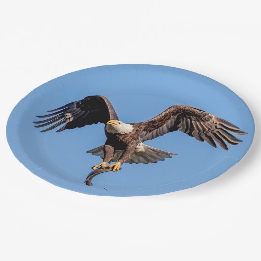 Assiettes En Carton Aigle de Bald avec un poisson (Angle)