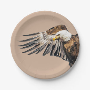 Assiettes En Carton Aigle de Bald sur l'aile