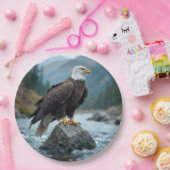 Assiettes En Carton Aigle de Bald sur un rocher (Fête)