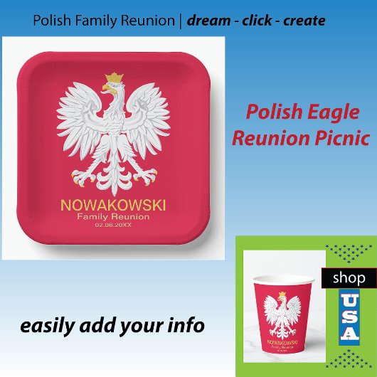 Assiettes En Carton Aigle polonaise 🦅 Polski Pologne Crest Réunion