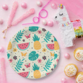 Assiettes En Carton Aiguille de pastèque de fruits tropicaux motif (Fête)