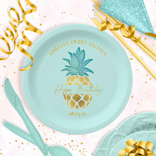 Assiettes En Carton Aiguille tropicale 16 Joyeux Anniversaire ID922