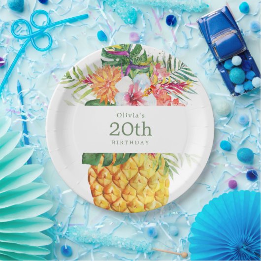 Assiettes En Carton Aiguille tropicale Plaque de papier d'anniversaire (Fête)