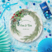 Assiettes En Carton aiguilles de pin rouge mariage de couronne (Fête)