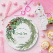 Assiettes En Carton aiguilles de pin rouge mariage de couronne (Fête)