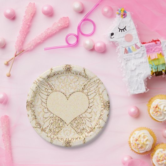 Assiettes En Carton Ailes et coeur d'ange (Fête)