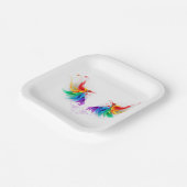 Assiettes En Carton Ailes fluffy arc-en-ciel (Angulaire)