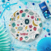 Assiettes En Carton Aimer la jolie conception oculaire (Fête)