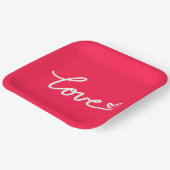 Assiettes En Carton Aimer texte blanc sur rose (Angulaire)