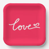 Assiettes En Carton Aimer texte blanc sur rose (Recto)