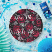 Assiettes En Carton Aimez-moi. Rose, rouge, roses rouges, aquarelle, p (Fête)