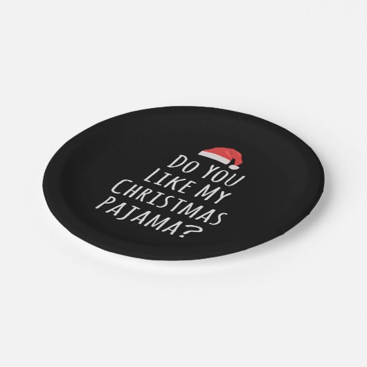 Assiettes En Carton Aimez-vous mon pyjama de Noël ? (Angle)