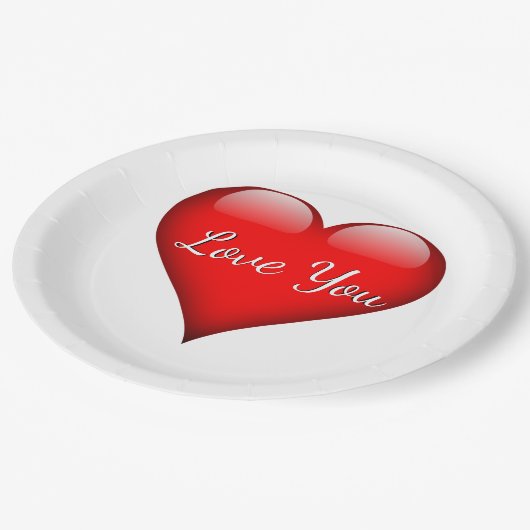 Assiettes En Carton Aimez-vous Plaques en papier coeur (Angle)
