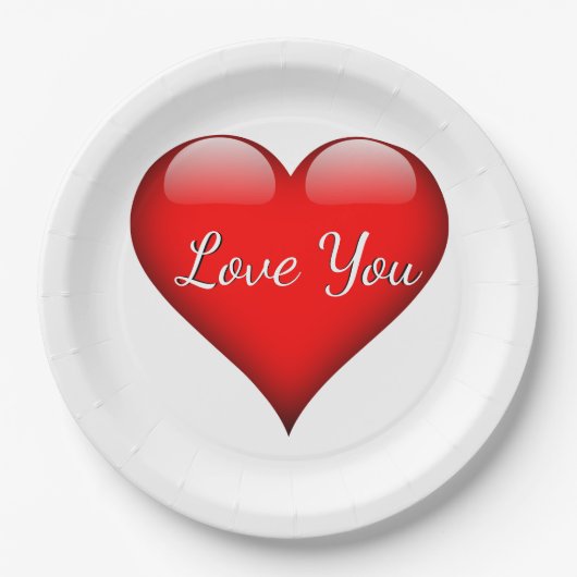 Assiettes En Carton Aimez-vous Plaques en papier coeur (Devant)