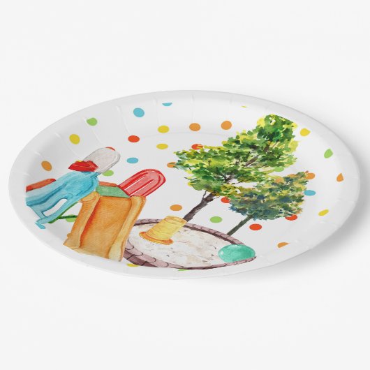 Assiettes En Carton Aire de jeu Joyeux Anniversaire Plaques papier À p (Angle)