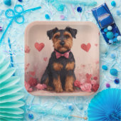 Assiettes En Carton Airedale avec Rose - Saint Valentin (Fête)