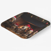 Assiettes En Carton Airedale près de la cheminée Noël (Angulaire)
