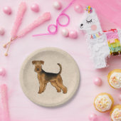 Assiettes En Carton Airedale Terrier mignon Dessin De Caricature Chien (Fête)