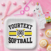 Assiettes En Carton AJOUT PERSONNALISÉ NOM Softball Player Varsity Tea (Fête)
