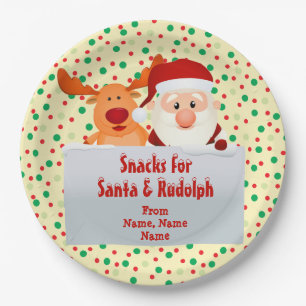 Assiettes En Carton Ajouter des noms Snacks pour Père Noël Rudolph 9"