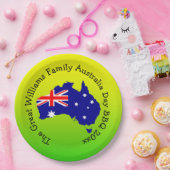 Assiettes En Carton Ajouter le nom Année, Australie Jour Vert Or pour (Fête)