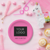 Assiettes En Carton Ajouter Logo Modern Pink Personnalisable Business (Fête)