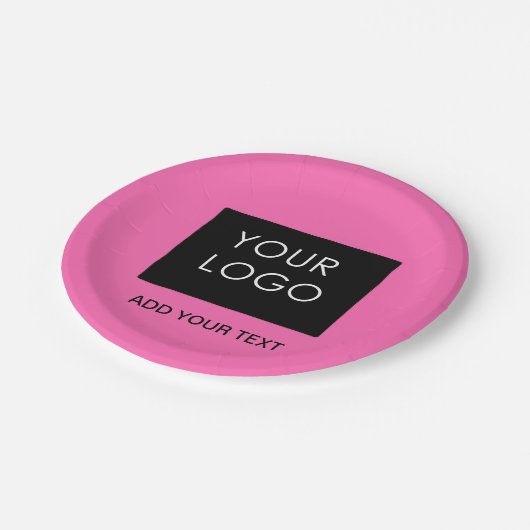 Assiettes En Carton Ajouter Logo Modern Pink Personnalisable Business (Angle)