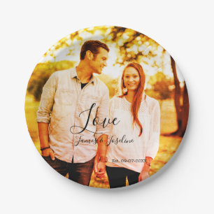 Assiettes En Carton Ajouter nom amour photo date année couple marié 