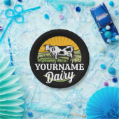 Assiettes En Carton AJOUTER NOM Sunset Ferme laitière Pâturage Holstei (Fête)