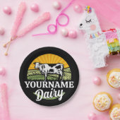 Assiettes En Carton AJOUTER NOM Sunset Ferme laitière Pâturage Holstei (Fête)