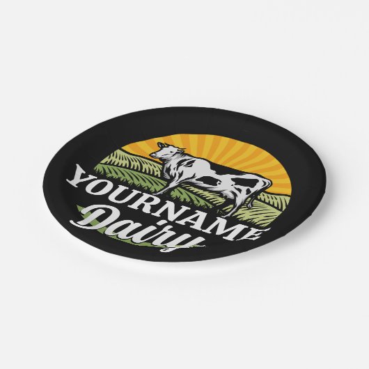 Assiettes En Carton AJOUTER NOM Sunset Ferme laitière Pâturage Holstei (Angle)