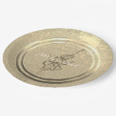 Assiettes En Carton Ajouter Texte Glaïeul Or   (Angle)