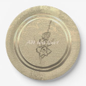 Assiettes En Carton Ajouter Texte Glaïeul Or   (Devant)